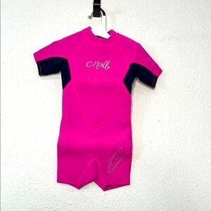 O’Neill Youth Girls size 2 Pink & Black Wetsuit NWT